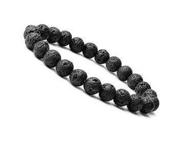 8 mm Мъниста от черна лава естествен камък, Гривни за жени, Ретро дизайн, еластична гривна от вулканични породи, мъжки бижута