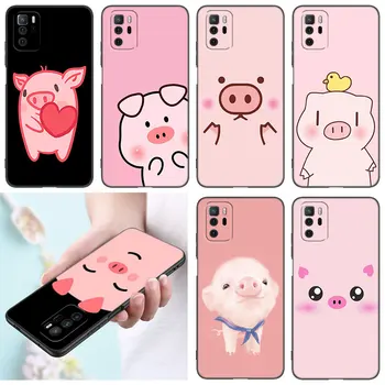 Розово Забавен Прасе Калъф За Телефон Xiaomi Redmi Note 7 8 9 10 Lite 11 11E 11T 12 Pro 11S 4G 10T 5G 8T 9S 10S Мек Черен Калъф от TPU