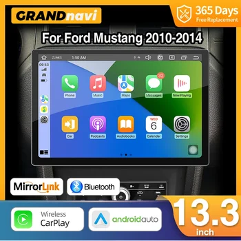 13,3-инчов Авто Радио Android 13 За Ford Mustang 2010-2014 Стерео Мултимедия Ръчно AC Мултимедиен Плеър Carplay Android Auto