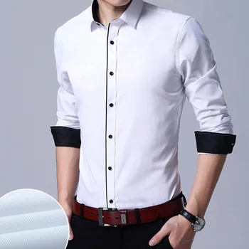 165КГ Плюс Размер 13xl Мъжки Ризи, шарени, приталенные ризи с дълги ръкави, однотонная мъжки дрехи в черен и Бял цвят