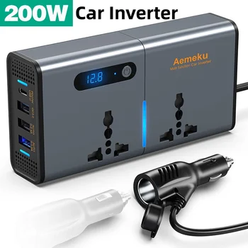 200 W Автомобилен Инвертор Dc 12 v Променлив 220 и 110 В Автоматичен Инвертор за Захранване USB Type C Бързо Зарядно За Автомобил Адаптер за Захранване на Трансформатор