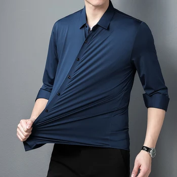 2022 разтеглив дизайнерски обикновен мъжки ризи за мъже, корейската модерна риза с дълъг ръкав, луксозно рокля, ежедневни облекла, джърси 150