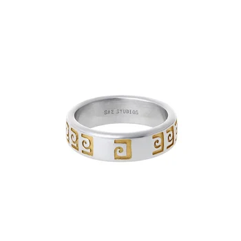 2023 Ново тотемное пръстен с изображение на златния цвят, модерен и стилен пръстен за градинска отношение в стил хип-хоп за мъже и жени