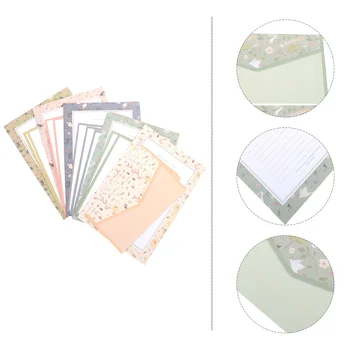 5 Комплекта маркови пликове с флорални принтом, пликове с покани за сватба от цветна хартия, малки и пресни