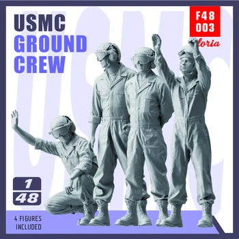 ET МОДЕЛ F48003 1/48 Земя екипът на USMC, 4 фигурки, 3D-печатна детайл от смола