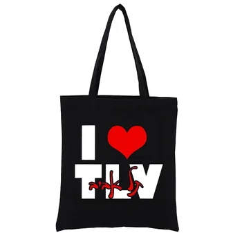 I Love Tel Aviv 100th Anniversary Холщовая Пазарска Чанта Дамска Чанта Тъканни Чанта Модна Чанта-Тоут Totebag Клиент Смешни Ежедневни