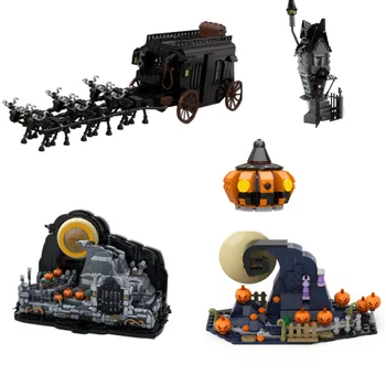 MOC Horror Halloween Nightmarealed Призраци, Вещици Преди Коледа Набор от Градивни Блокове Спираловидният Хълм Тиква Тухла Играчки За Хелоуин