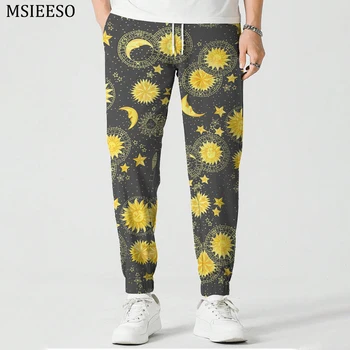 MSIEESO Мъжки панталони Weeds Sun Moon Star Спортни панталони с 3D принтом Модерен мъжки Дамски панталони Градинска дрехи, Ежедневни панталони за джогинг на открито
