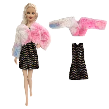 NK 1 Комплект ежедневни дрехи за кукли 1/6, Модерен шал + черна пола за Барби кукли, дрехи, модерен костюм, аксесоари за кукли, играчки