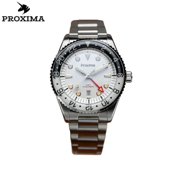 Proxima PX1712 39 мм Автоматични механични часовници GMT Hangzhou 6460 спортен часовник от неръждаема стомана син сапфир светещи 200 м Водоустойчив