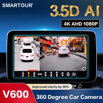 SMARTOUR 3.5 D HD, 4K UHD AI 360-Градусная Система Панорама от Птичи поглед на Камерата за Паркиране на Автомобил Видео Съраунд Преглед DVR Монитор UHD