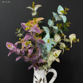 SunMade Луксозни изкуствени растения под формата на клоните на евкалипта, начало декор, аксесоари за сватбени цветя, изкуствени листа, Коледен декор