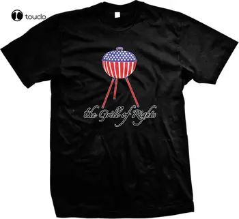 The Grill Of Rights Американски флаг Америка САЩ Четвърти Юли Мъжка тениска На поръчка aldult Тийнейджърката унисекс мода е една забавна нова