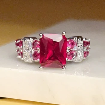 Бижу пръстен YaYI за жени с модни инкрустация на цирконий и червени камъни, колекция от брачни халки, за партита, сватбени украси за годеж