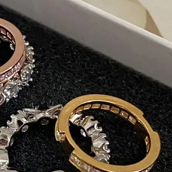 Висококачествено пръстен на Сатурн, украшенное позлатени подвижни двухслойными пръстени с диаманти За жени, подарък за сватба