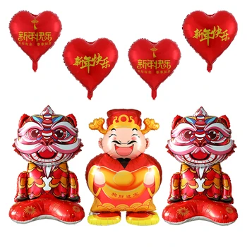 Големи китайски Бог на богатството, което Стои Лъв, балон от фолио, декорация за коледната партита, Годината на Дракона, Лунен празника на Пролетта, за да проверите за декор,