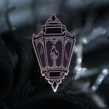 Готическия черен огнен фенер, эмалированная брошка-жени, метална икона, есенни светлини, колекция Witch Spooky