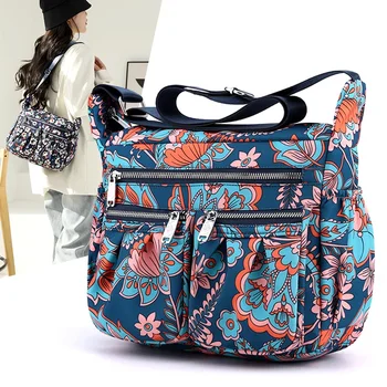 Дамски ежедневни чанта през рамо в пасторальном стил, найлон водоустойчива чанта за всеки ден или дамска чанта-месинджър за пазаруване и пътуване
