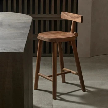 Дървен Ретро бар стол за кафе в Японски стил, Изключителна Кухня, Луксозно Естествена Скандинавски стол с възможност за сгъване на облегалката, Модерни Шезлонги, Мебели за дома