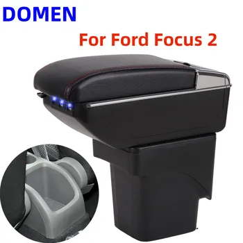 За Ford Focus 2 кутия за оръжие За промяна на автомобилния подлакътник Ford Focus 2 mk2 кутия за съхранение на аксесоари Двупластова USB зареждане