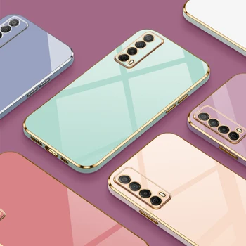 За Huawei Y7A Case Луксозно квадратно покритие Huawei P Smart 2021 Калъф за телефон противоударная силиконова делото Fundas