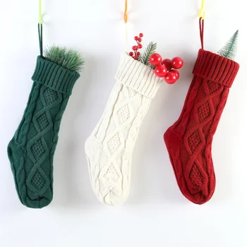 Коледни чорапи с изискана празнична украса във вид на монограм, чорапи с потребителски бродерия, имената на отглеждане, вязаный Коледен подарък