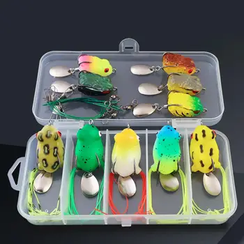 Комплект примамки за морски жаби с чекмедже за съхранение на Дизайн Остра кука за риболов на Изкуствени Примамки за жаби Примамки за риболов с имитация на жаби в сладка вода