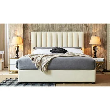 Луксозна кожена спалня с мека тапицерия в хотелската спалня Легло с размер 