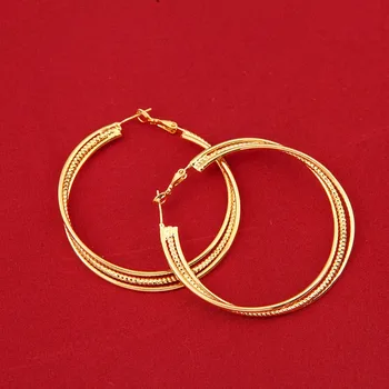 Месингови обеци за жени, Модни бижута, Подарък на едро, Модерни Метални обеци-халки от злато 24 До
