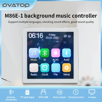 Мини-4-инчов Сензорен Бутон, Многоезичен HD-екран, Вграден Усилвател Аудиопанели, Системен Таблет FM TF AUX Home Bluetooth Amplificador