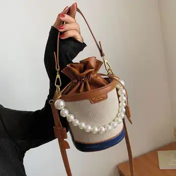 Мини-изкуствена перлена верига на съвсем малък, дизайнерска чанта-торба, чанта-месинджър през рамо