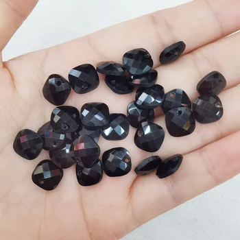 Мода 9x9x4 mm добро сечение естествен черен оникс квадратен камък топчета за бижута обици и Аксесоари, безплатна доставка на едро 20pcs