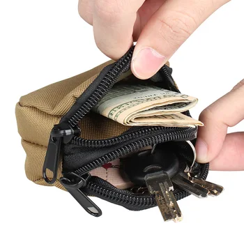 Мъжки портмонета за монети, държач за ключове, ключодържател, с цип джоб, чанта за кабелна слушалки, органайзер, мини-камуфляжный портфейл Zero, мини-поясная чанта