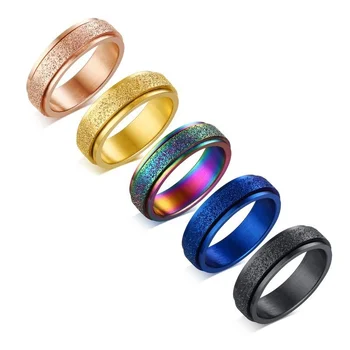 Мъжки пръстен-фабрика Vnox, Уникални сватбени комплекти от неръждаема стомана за песъкоструена анел masculino, 6 ярки цветове