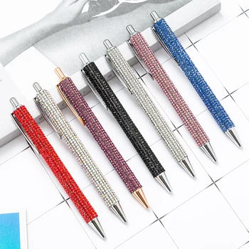 Нажимные Метални химикалки, Диамантена Многоцветен Подарък дръжка, Творчески Канцеларски материали