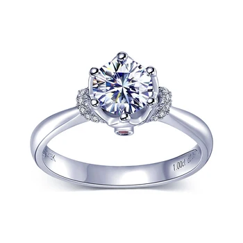 Пръстен с муассанитом от бяло злато 9 карата пръстен с виолетов диамантен пръстен, 1 карата, 2 карата, 3 карата, бижута във формата на короната на кръга на рязане, пръстен на годишнина от сватба, парти.