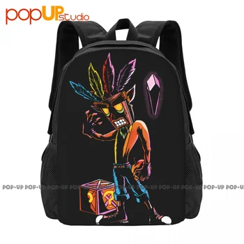 Раница с маска на Crash Bandicoot Aku Aku, голяма чанта голям за гмуркане с принтом, училищна спортна чанта