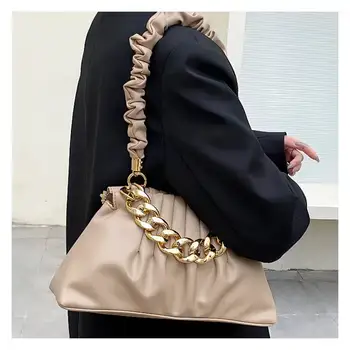 Реколта нагънат луксозни дизайнерски чанти за жени 2022 Trend Clouds, чанта през рамо верига, дамски чанти-тоут голям капацитет