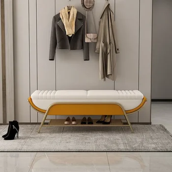Скандинавски модерен столче за преобличане за обувки, шкаф за обувки, с една врата, столче за обувки, лек луксозен столче за легла, дълъг диван-стол за спални