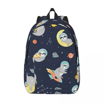 Студентски чанта Забавен ленивец, астронавт, Звезди, планети, ракети, раница за родители и деца, лека раница за двойки, чанта за лаптоп