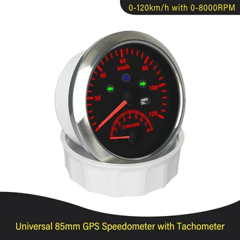 Универсален 85 мм GPS за измерване на Скоростта 120/200 км/Ч С Тахометър 0-8000 об/мин 12/24 В С Червена Подсветка За Автомобил, Камион, Яхта
